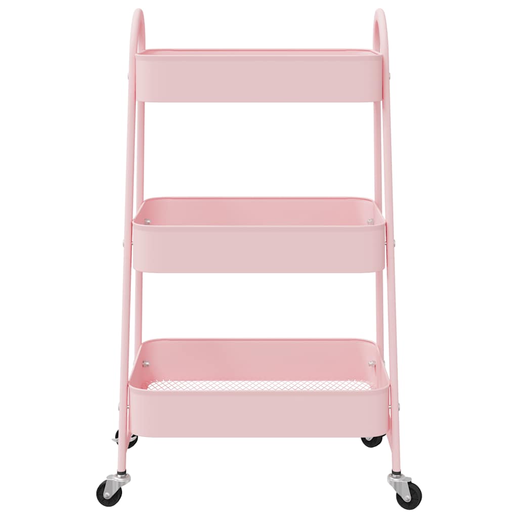 vidaXL Storage Trolley 3-Tier Pink 42x41.5x77 cm Steel 4