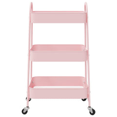 vidaXL Storage Trolley 3-Tier Pink 42x41.5x77 cm Steel 4