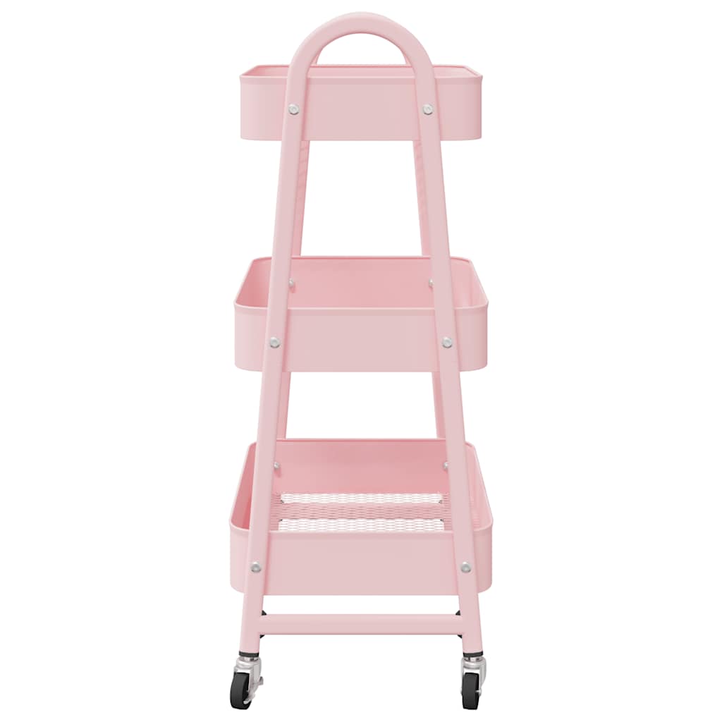 vidaXL Storage Trolley 3-Tier Pink 42x41.5x77 cm Steel 5