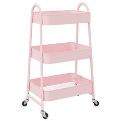 vidaXL Storage Trolley 3-Tier Pink 42x41.5x77 cm Steel 6