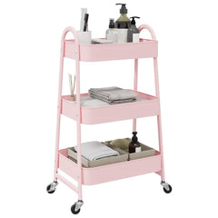 vidaXL Storage Trolley 3-Tier Pink 42x41.5x77 cm Steel 1