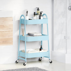 vidaXL Storage Trolley 3-Tier Blue 42x41.5x77 cm Steel 3