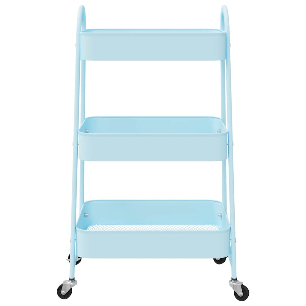 vidaXL Storage Trolley 3-Tier Blue 42x41.5x77 cm Steel 4