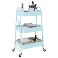 vidaXL Storage Trolley 3-Tier Blue 42x41.5x77 cm Steel 1