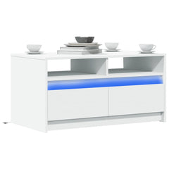 Coffee Table with LED Lights Engineered Wood White