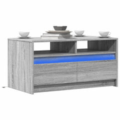 Coffee Table with LED Lights Engineered Wood Grey sonoma