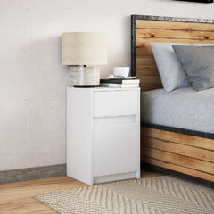 vidaXL Bedside Cabinet with LED Lights White Engineered Wood 4
