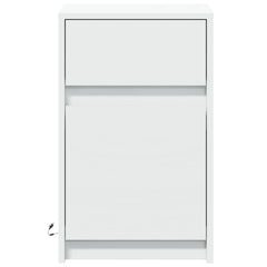 vidaXL Bedside Cabinet with LED Lights White Engineered Wood 6