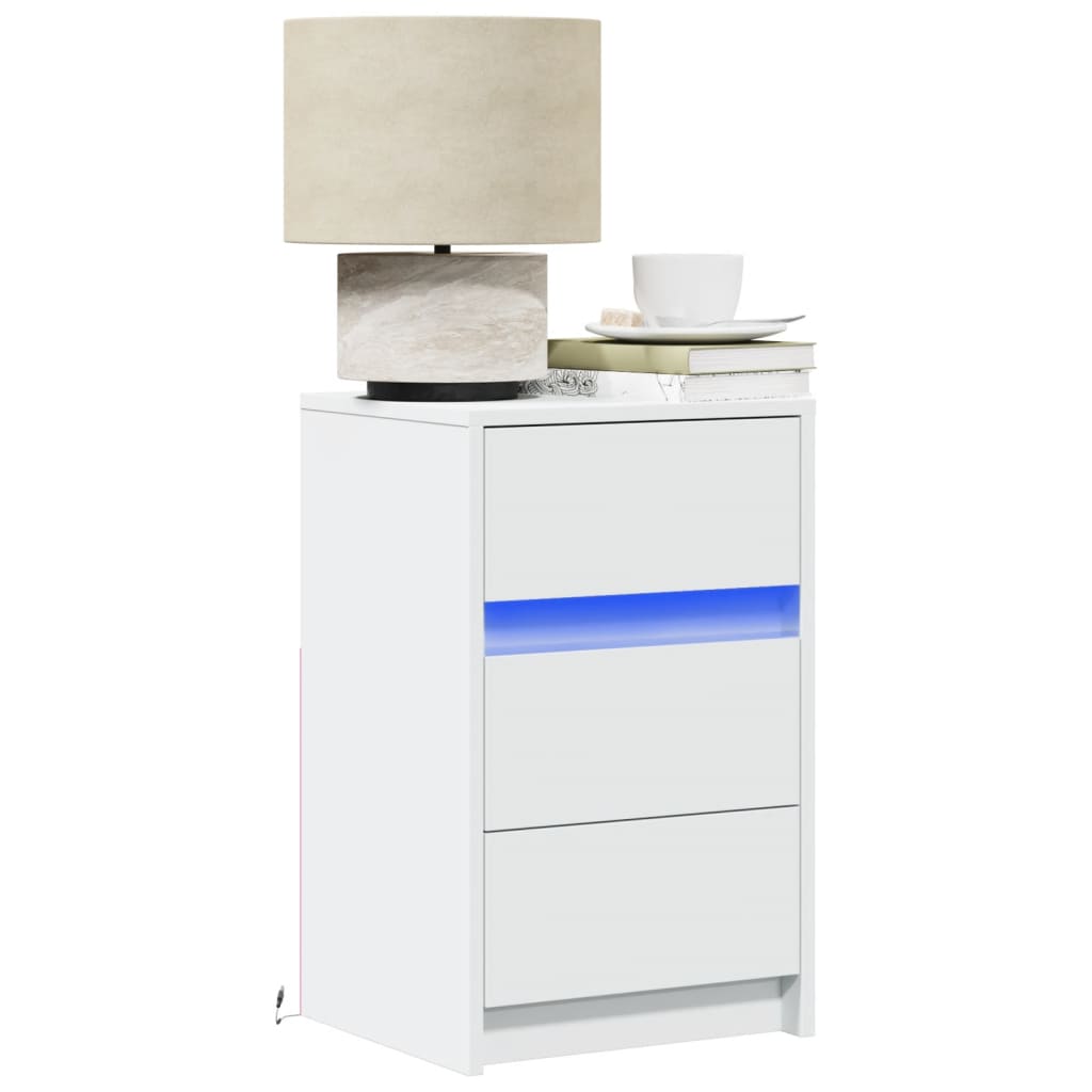 vidaXL Bedside Cabinet with LED Lights Engineered Wood