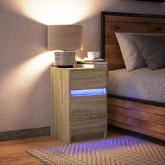 vidaXL Bedside Cabinet with LED Lights Sonoma Oak Engineered Wood 5