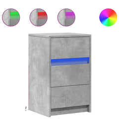 vidaXL Bedside Cabinet with LED Lights Concrete Grey Engineered Wood 2