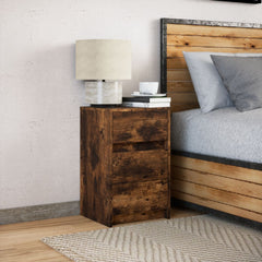 Bedside Cabinet with LED Lights Engineered Wood Smoked oak