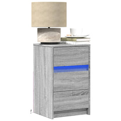 vidaXL Bedside Cabinet with LED Lights Engineered Wood