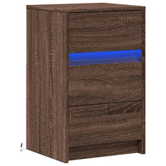 vidaXL Bedside Cabinet with LED Lights Brown Oak Engineered Wood 3