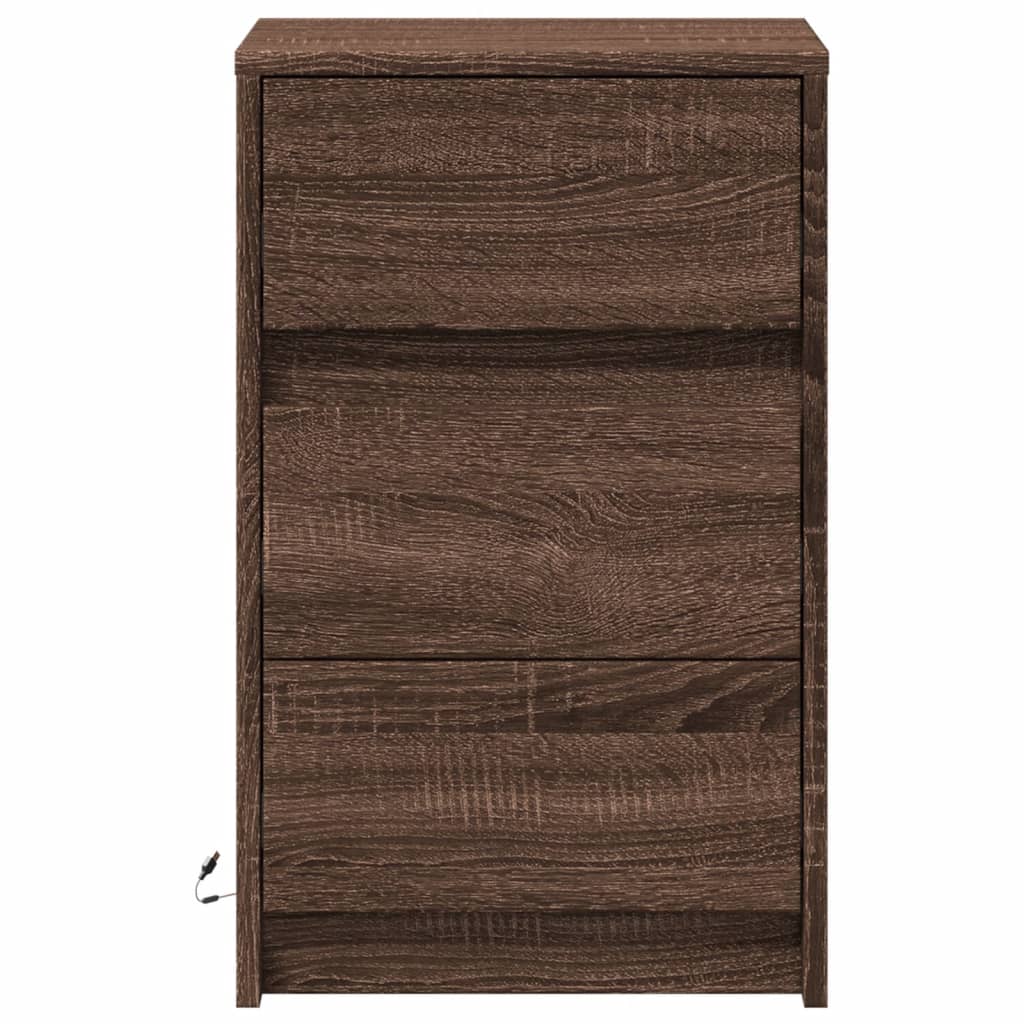 vidaXL Bedside Cabinet with LED Lights Brown Oak Engineered Wood 6