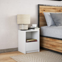 vidaXL Bedside Cabinet with LED Lights White Engineered Wood 4