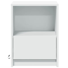 vidaXL Bedside Cabinet with LED Lights White Engineered Wood 6