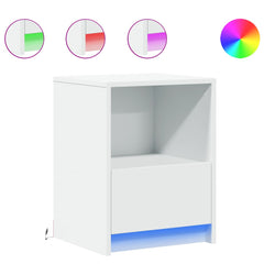 vidaXL Bedside Cabinets with LED Lights 2 pcs White Engineered Wood 2