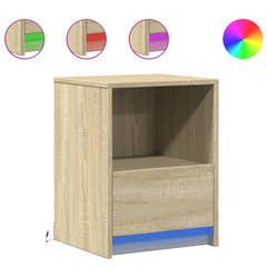 vidaXL Bedside Cabinet with LED Lights Sonoma Oak Engineered Wood 2