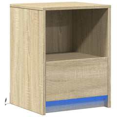 vidaXL Bedside Cabinet with LED Lights Sonoma Oak Engineered Wood 3