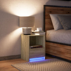 vidaXL Bedside Cabinet with LED Lights Sonoma Oak Engineered Wood 5