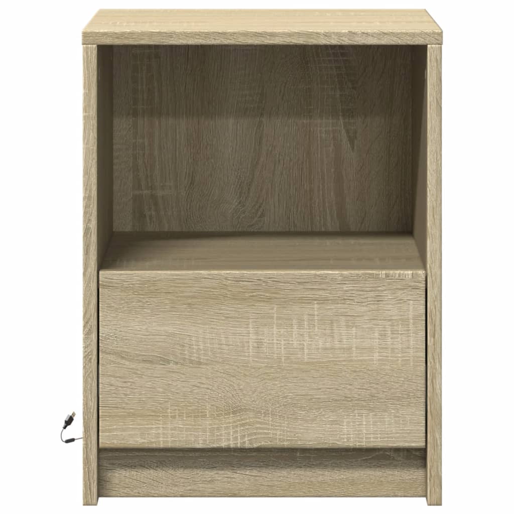 vidaXL Bedside Cabinet with LED Lights Sonoma Oak Engineered Wood 6