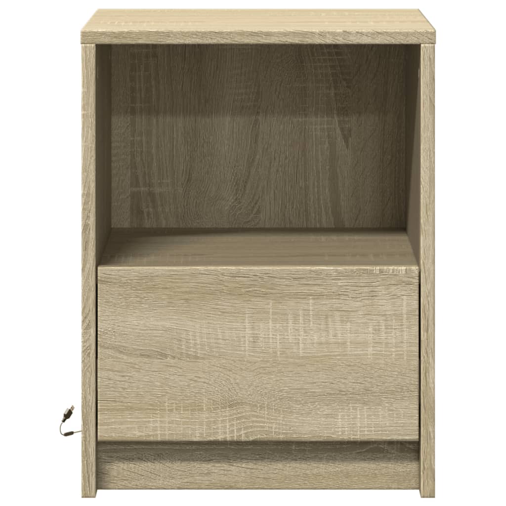 vidaXL Bedside Cabinets with LED Lights 2 pcs Sonoma Oak Engineered Wood 6