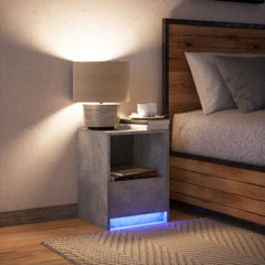 vidaXL Bedside Cabinet with LED Lights Concrete Grey Engineered Wood 5