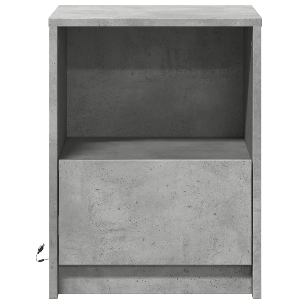 vidaXL Bedside Cabinet with LED Lights Concrete Grey Engineered Wood 6