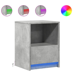 vidaXL Bedside Cabinets with LED Lights 2 pcs Concrete Grey Engineered Wood 2