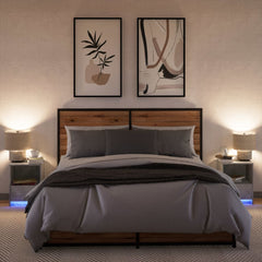 vidaXL Bedside Cabinets with LED Lights 2 pcs Concrete Grey Engineered Wood 5