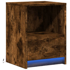 vidaXL Bedside Cabinet with LED Lights Smoked Oak Engineered Wood 3