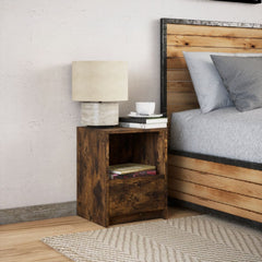 vidaXL Bedside Cabinet with LED Lights Smoked Oak Engineered Wood 4