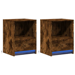 vidaXL Bedside Cabinets with LED Lights 2 pcs Smoked Oak Engineered Wood 3