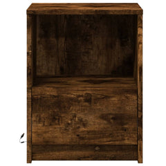 vidaXL Bedside Cabinets with LED Lights 2 pcs Smoked Oak Engineered Wood 6