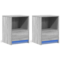 vidaXL Bedside Cabinets with LED Lights 2 pcs Grey Sonoma Engineered Wood 3