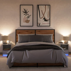 vidaXL Bedside Cabinets with LED Lights 2 pcs Grey Sonoma Engineered Wood 5