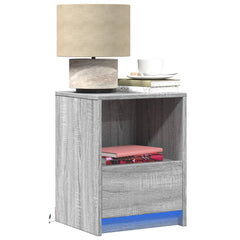 vidaXL Bedside Cabinets with LED Lights 2 pcs Grey Sonoma Engineered Wood 1