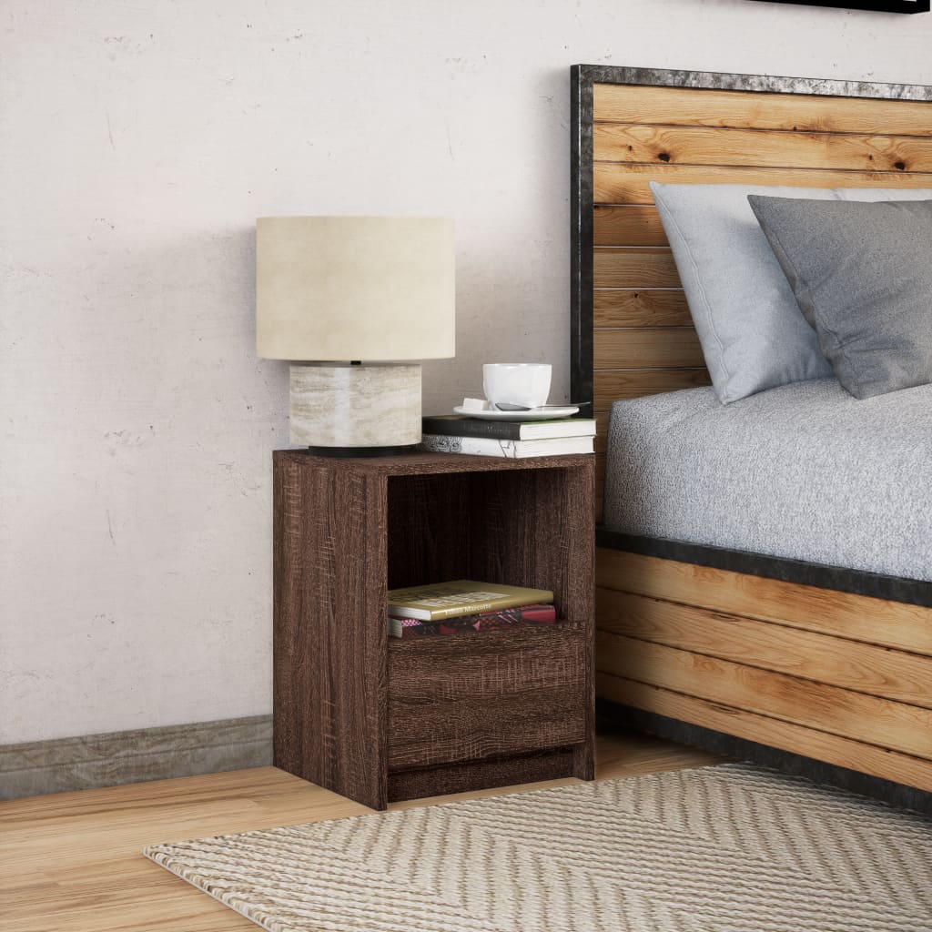 vidaXL Bedside Cabinet with LED Lights Brown Oak Engineered Wood 4