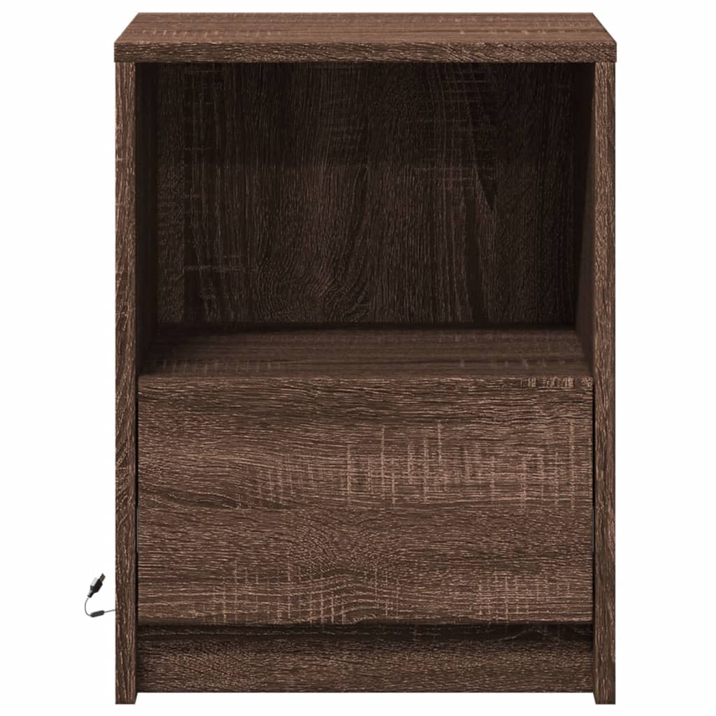 vidaXL Bedside Cabinet with LED Lights Brown Oak Engineered Wood 6
