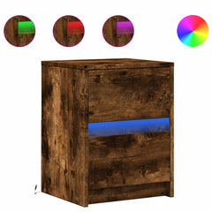 vidaXL Bedside Cabinet with LED Lights Smoked Oak Engineered Wood 2