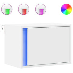 Wall-mounted Bedside Cabinet with LED Lights White 2