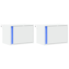 Wall-mounted Bedside Cabinet with LED Lights White 2