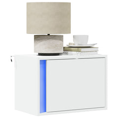 Wall-mounted Bedside Cabinet with LED Lights White 2