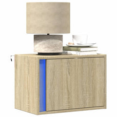 Wall-mounted Bedside Cabinet with LED Lights Sonoma oak 2