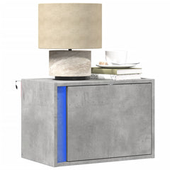 Wall-mounted Bedside Cabinet with LED Lights Concrete grey 1