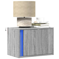 Wall-mounted Bedside Cabinet with LED Lights Grey sonoma 1