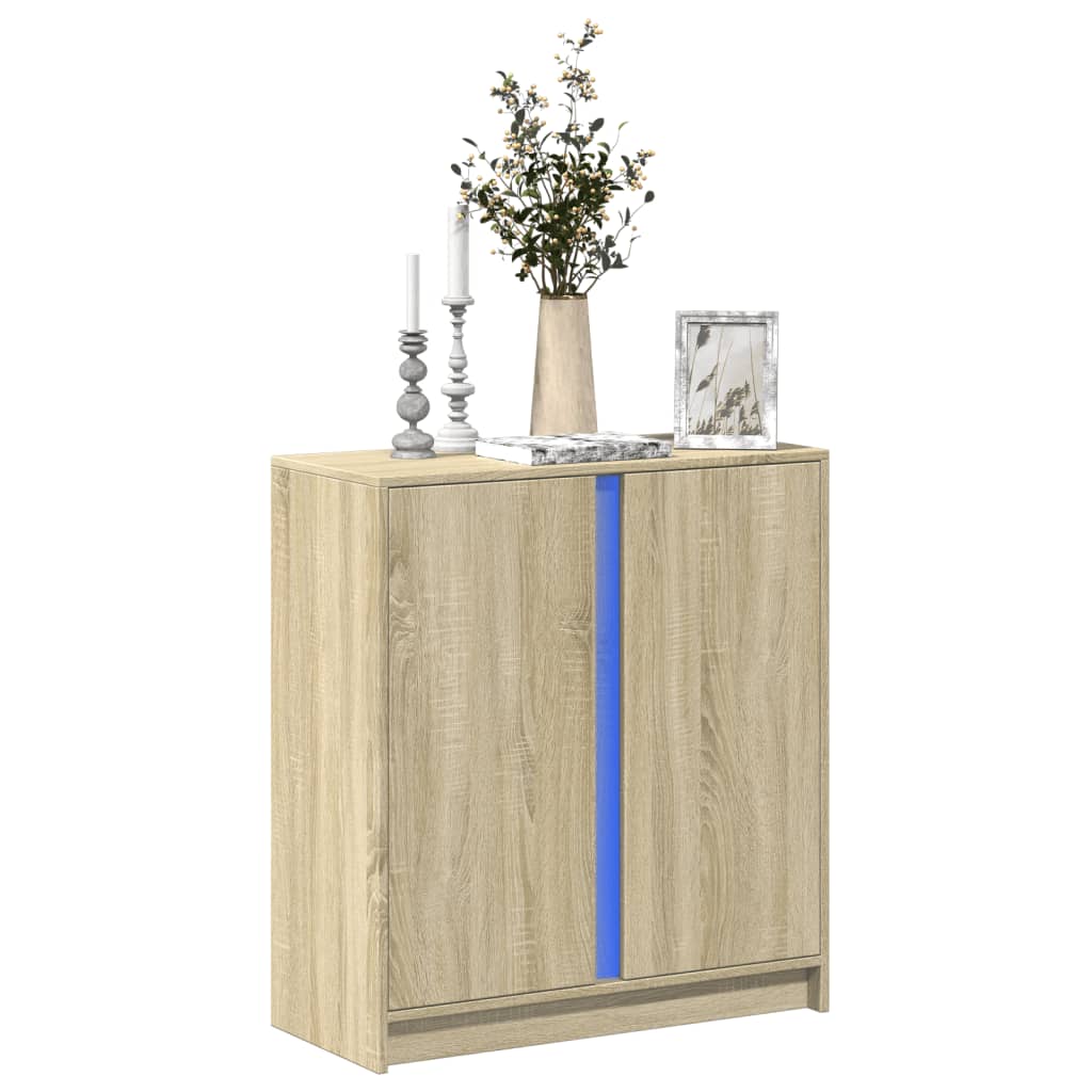 Sideboard with LED 77x34x85 cm Engineered Wood Sonoma oak