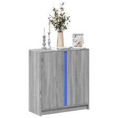 Sideboard with LED 77x34x85 cm Engineered Wood Grey sonoma