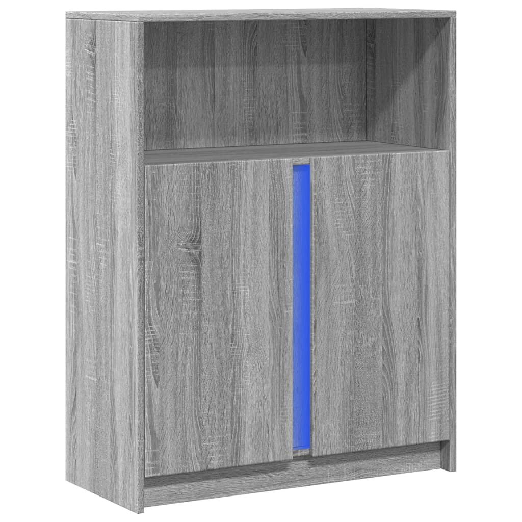 vidaXL Sideboard with LED Grey Sonoma 77x34x100 cm Engineered Wood 3
